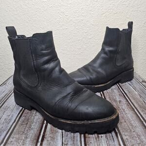 Thursday Boot Co. Legend Chelsea Boot Black Matte Leather Lug Sole Women US 8.5